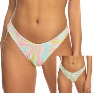 Roxy Tropics Reversible Hype HL Skimmy Cheeky Bikini Swimsuit Bottom